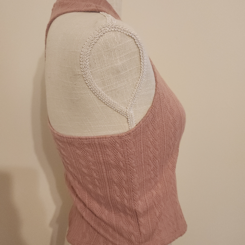 Pink Button-Up Knit Tank Top - Picture 2 of 5